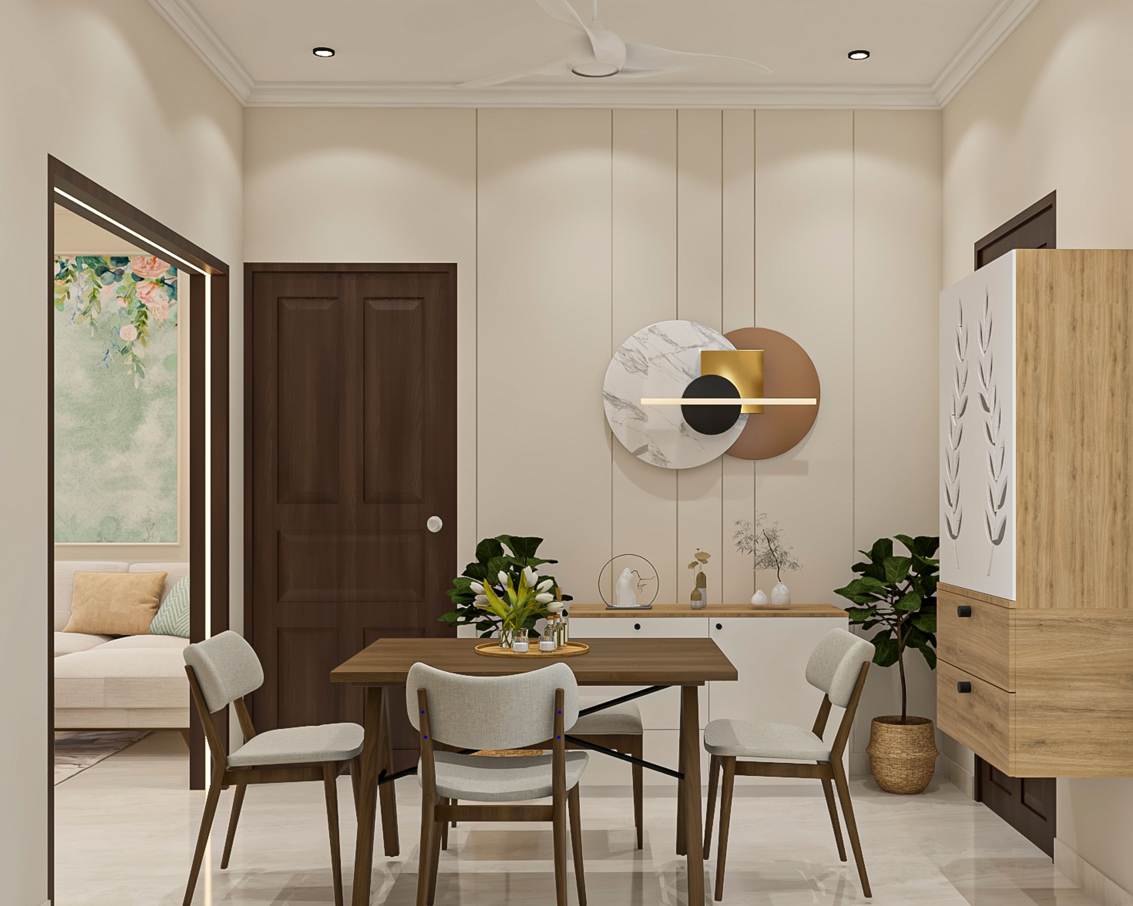 Contemporary Dining Room Design with Wooden Top Table