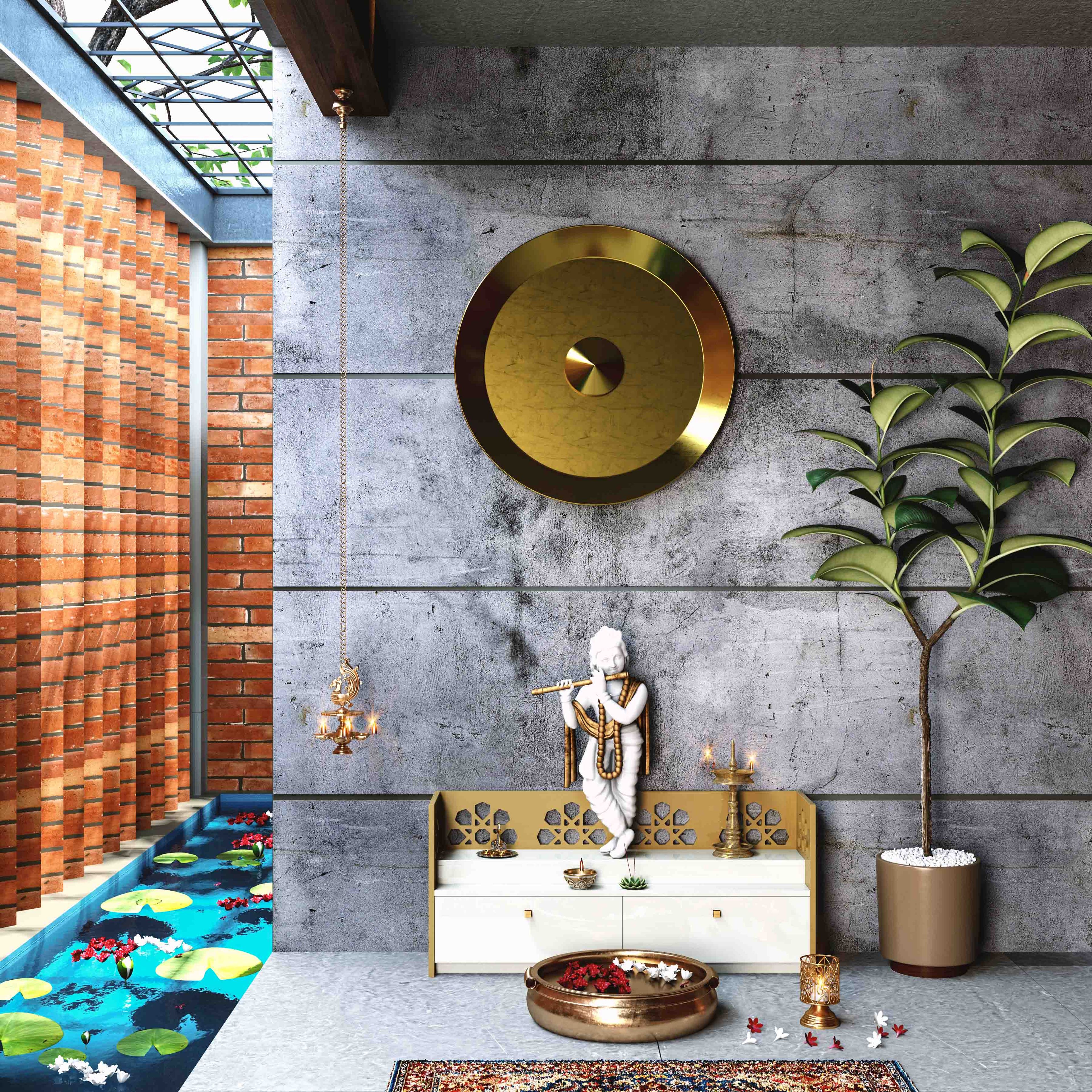 Frosty White Modern Floor Mounted Pooja Unit Design