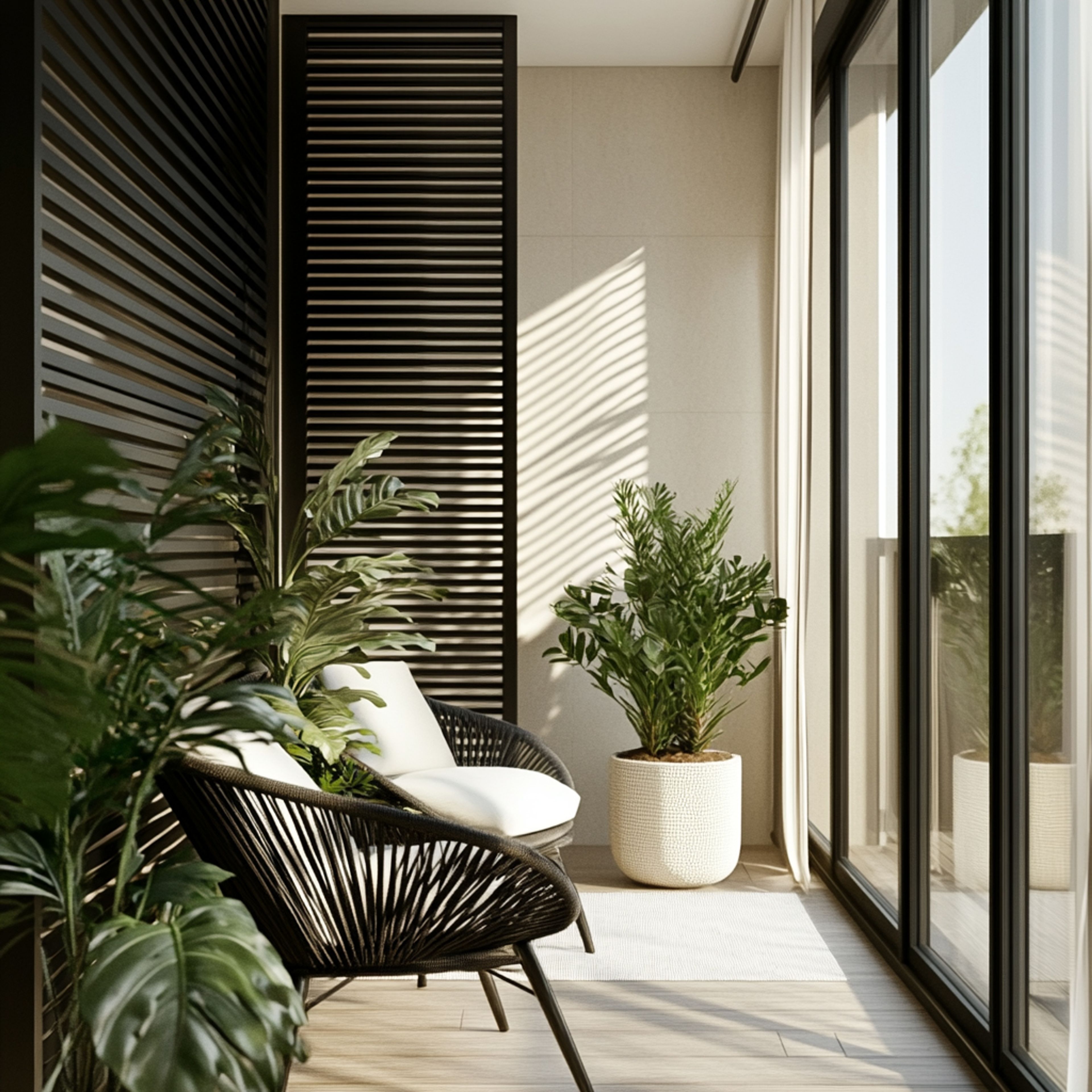 Modern Balcony Design with Textured Wall Paint Design