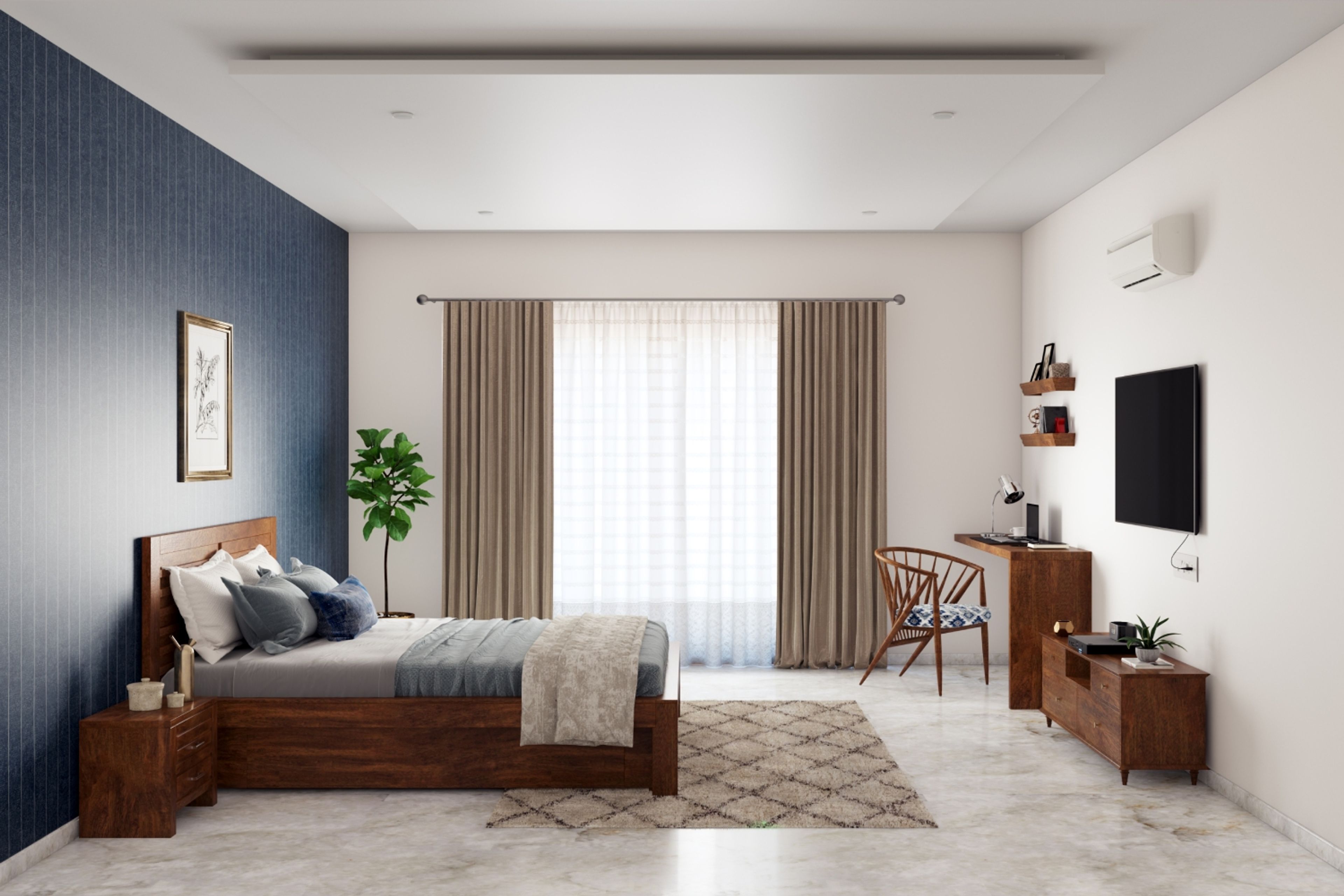 Mid Century Modern Centre Drop Down False Ceiling Design
