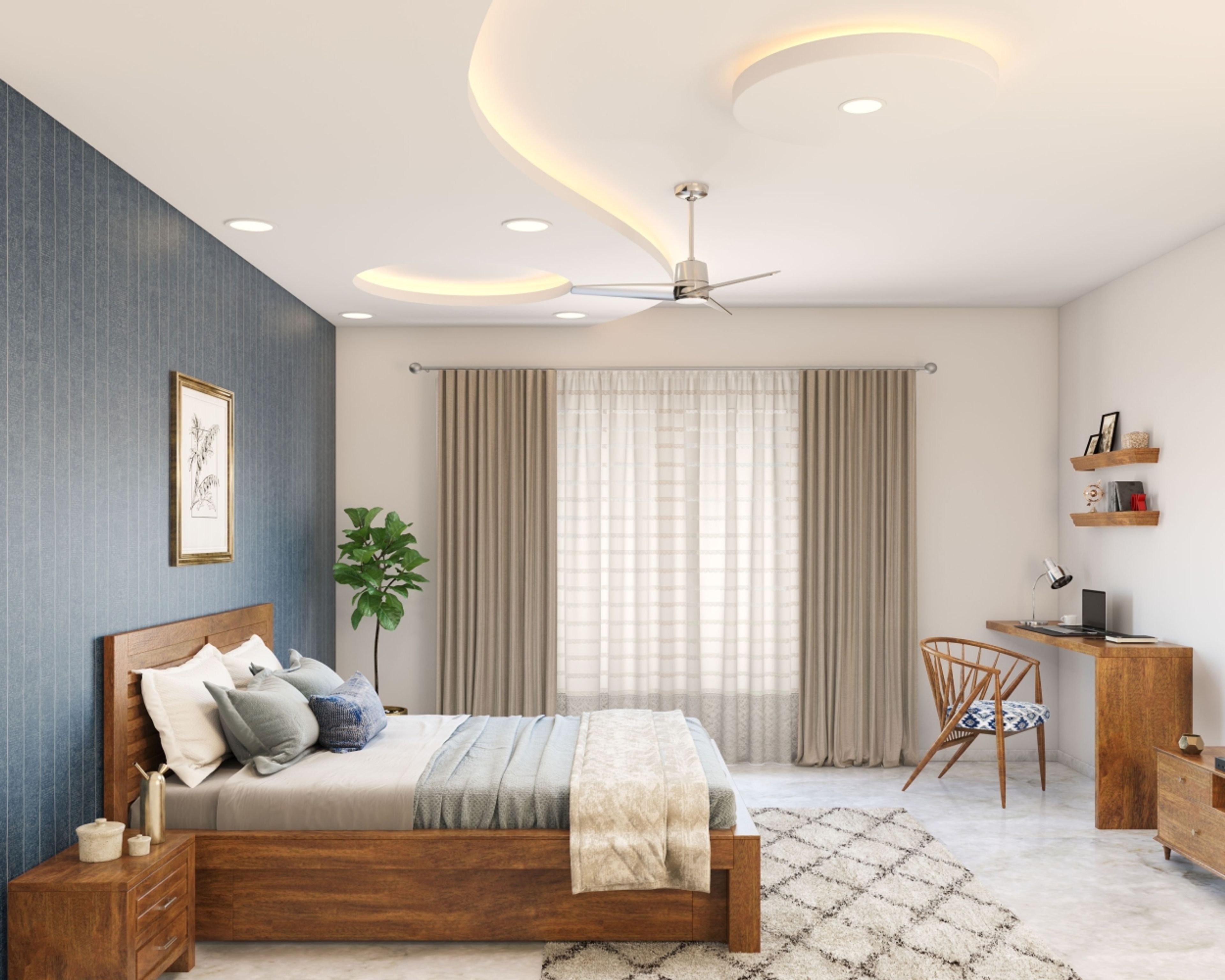 Mid Century Modern Square POP Plus Minus False Ceiling Design