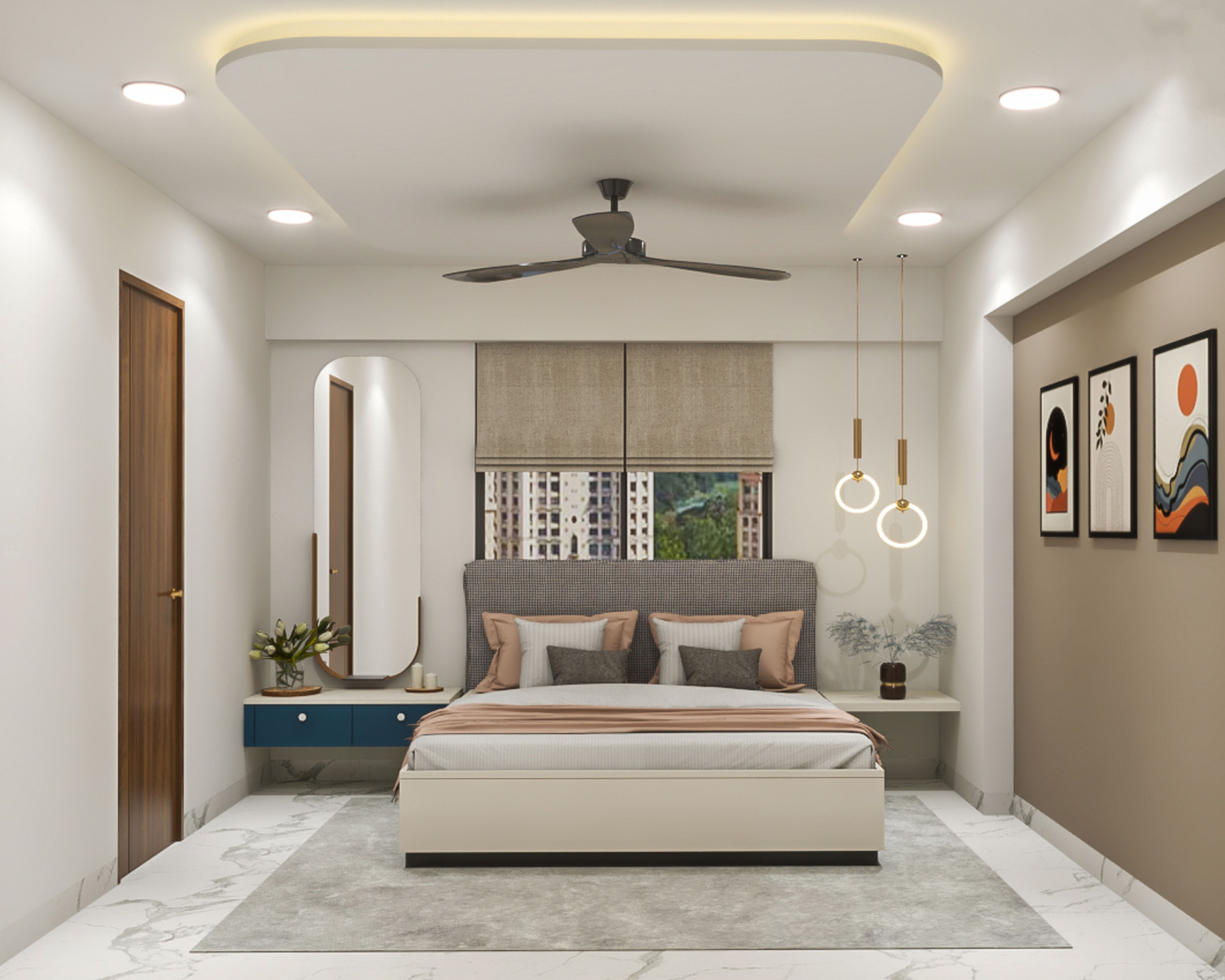 Modern Square Gypsum False Ceiling Design with Spot Lighting