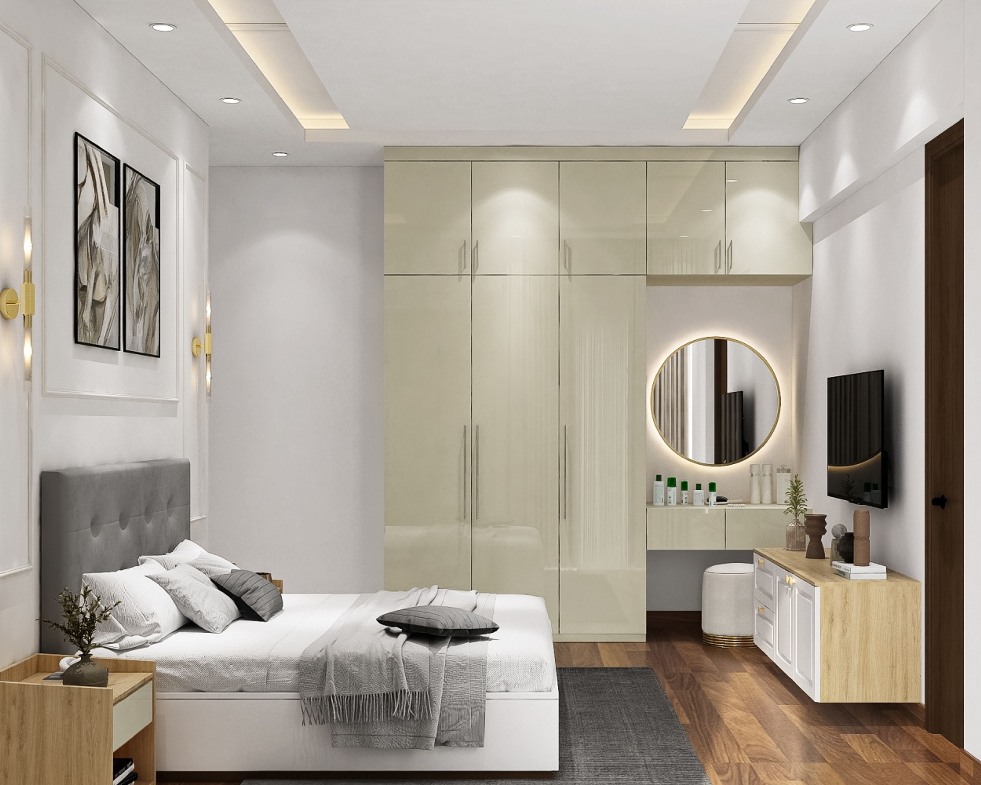Contemporary Rectangular Gypsum False Ceiling Design