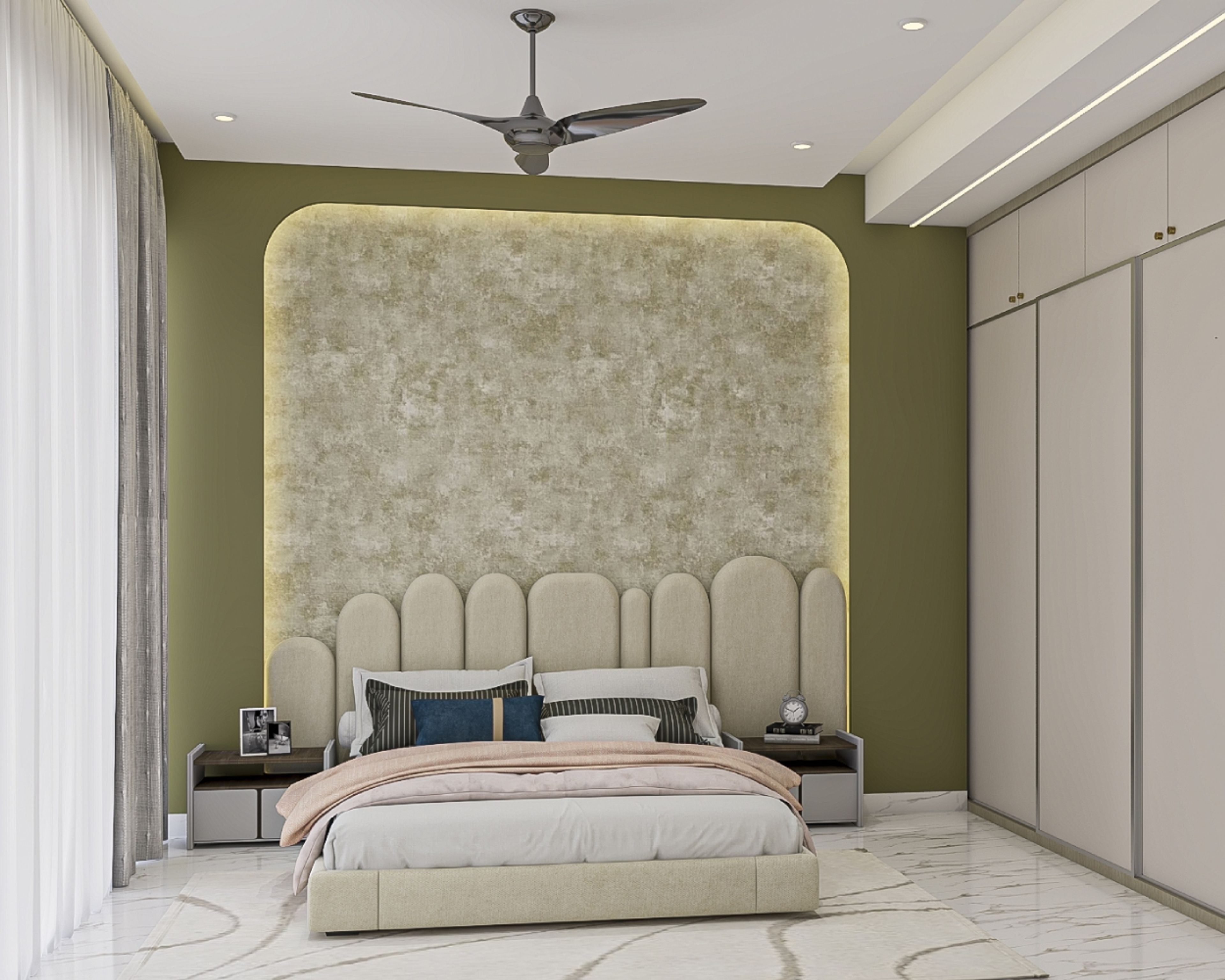 Contemporary Painted Gypsum False Ceiling Design