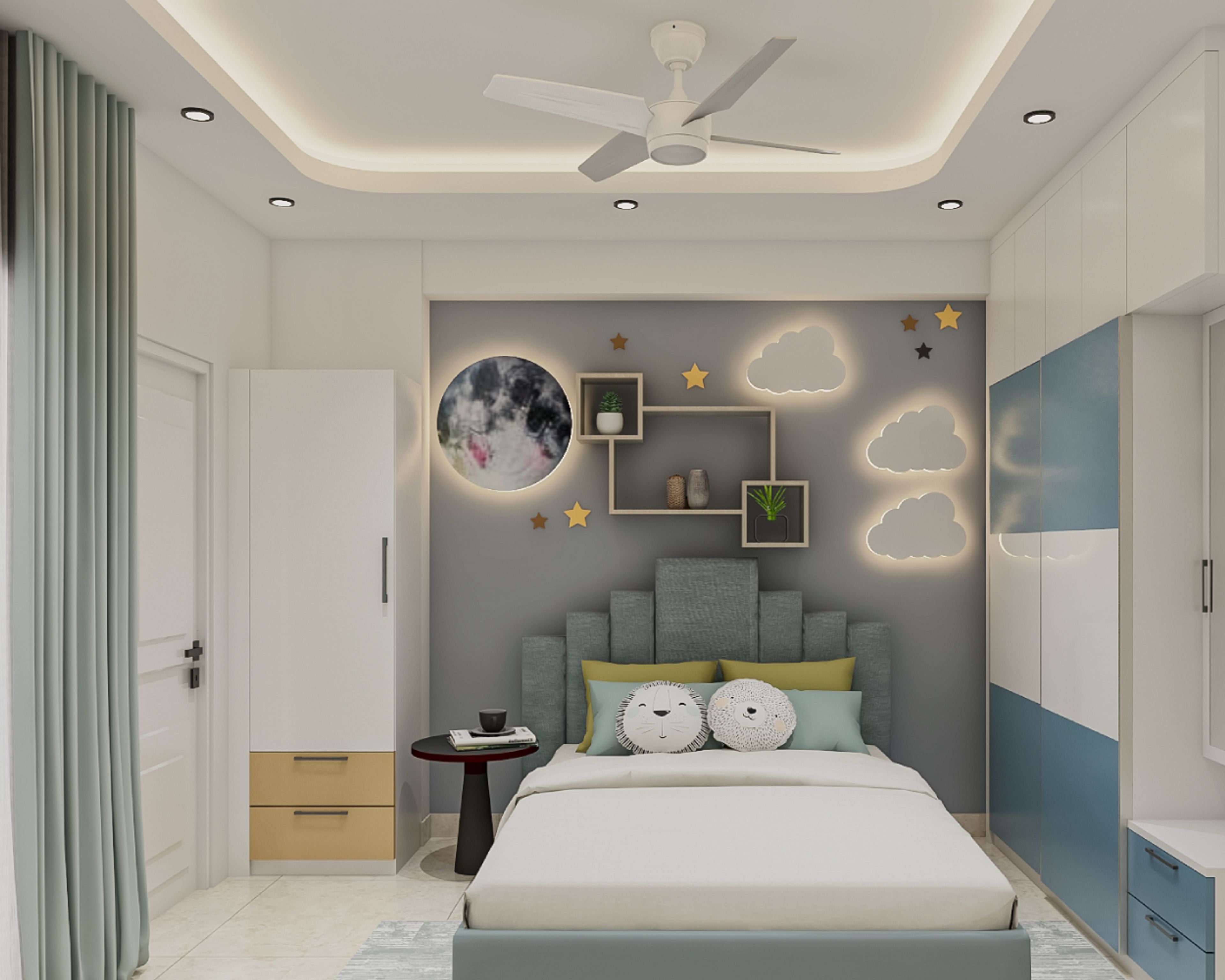 Contemporary Square Peripheral False Ceiling Design with Paint Finish