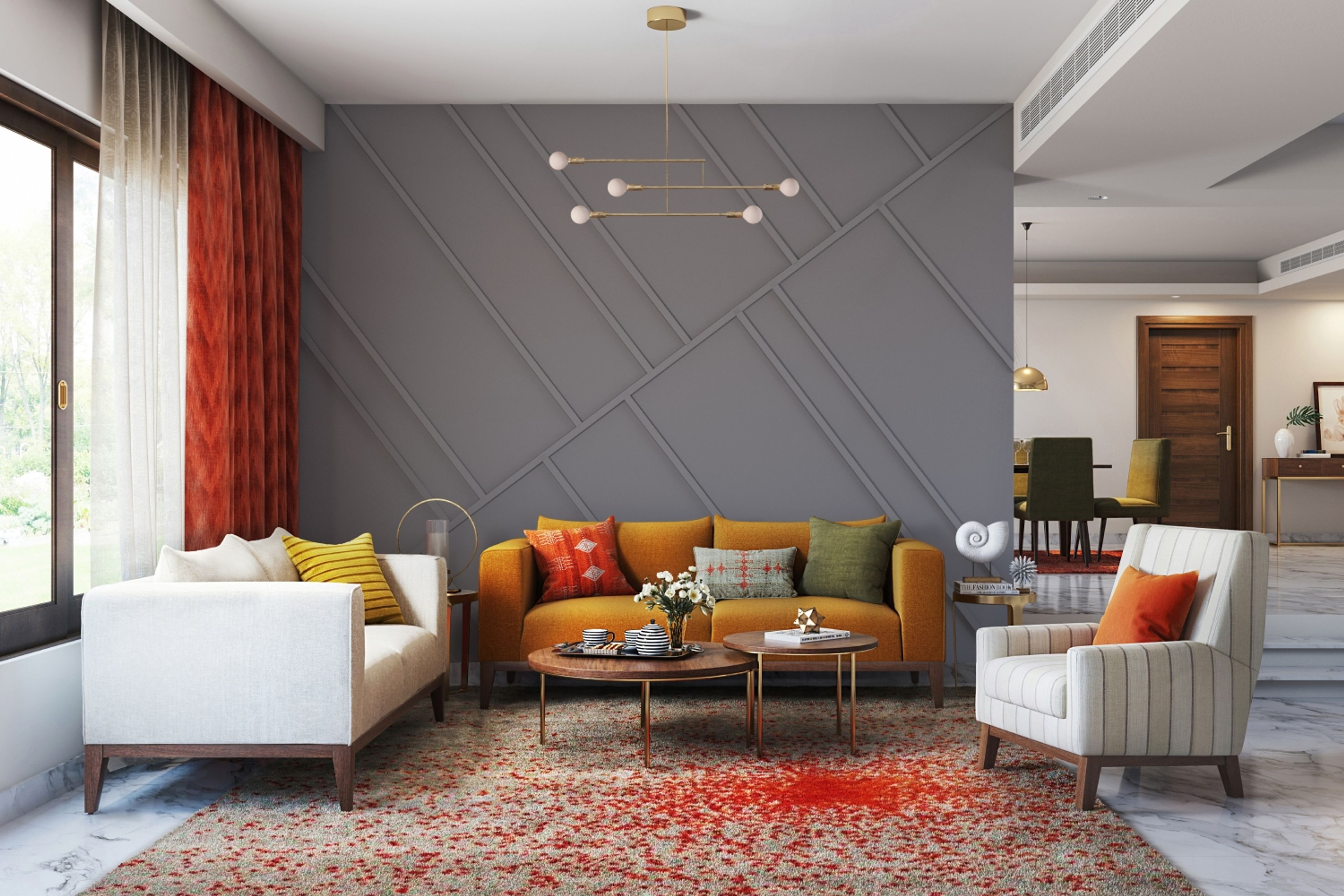 Contemporary Living Room Design with Mustard Yellow Sofa