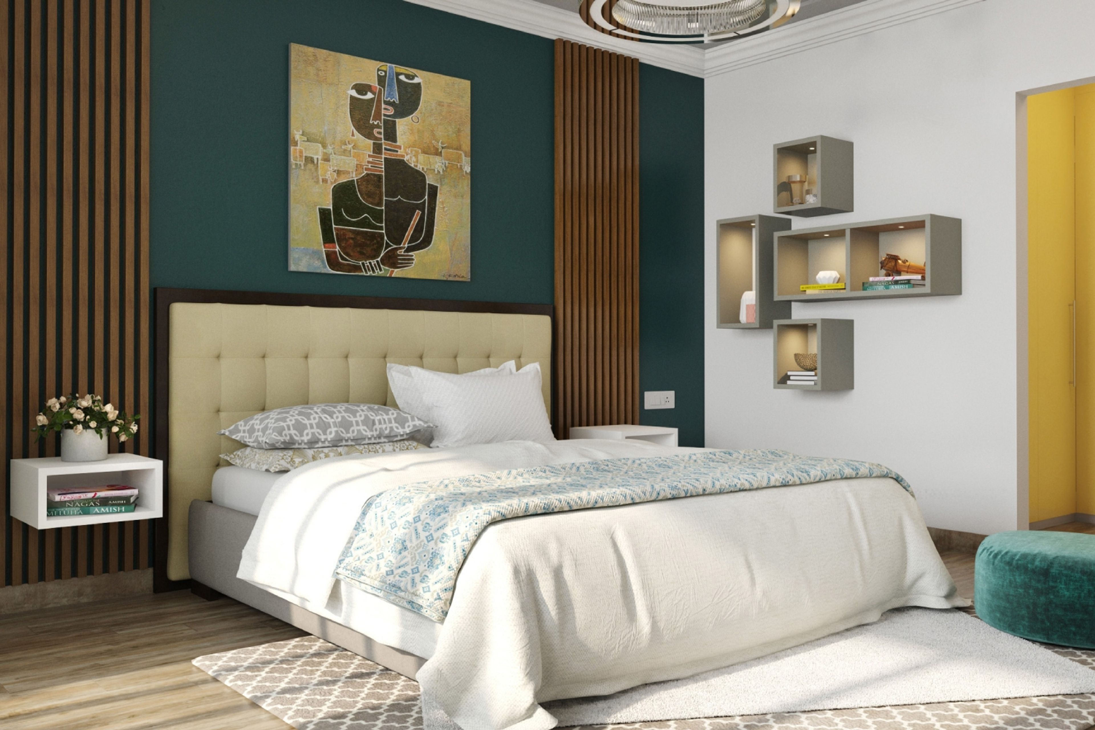 Modern Master Bedroom Design with King Bed and Walk In Wardrobe