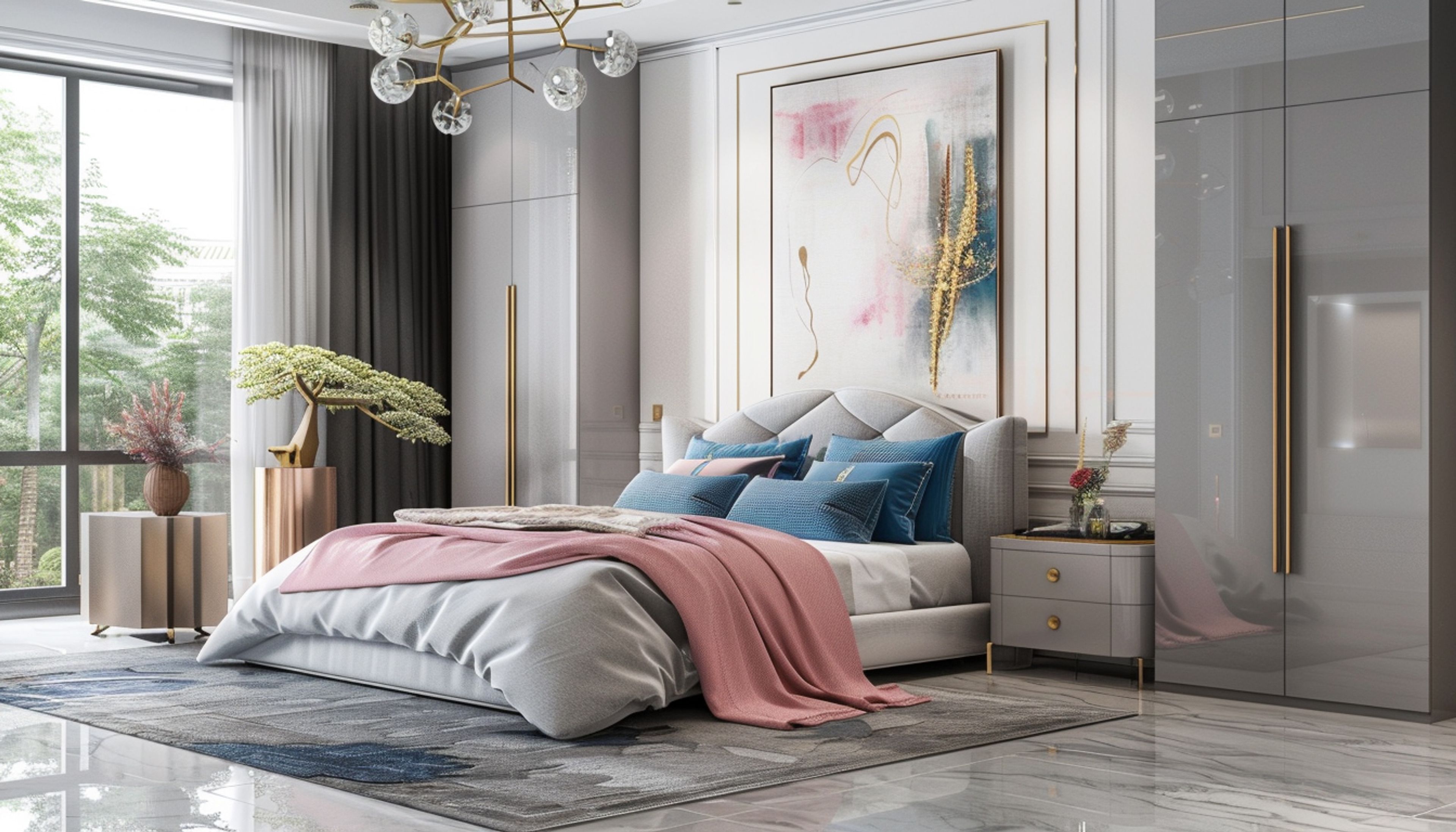 Spacious Modern Master Bedroom Design with King Bed