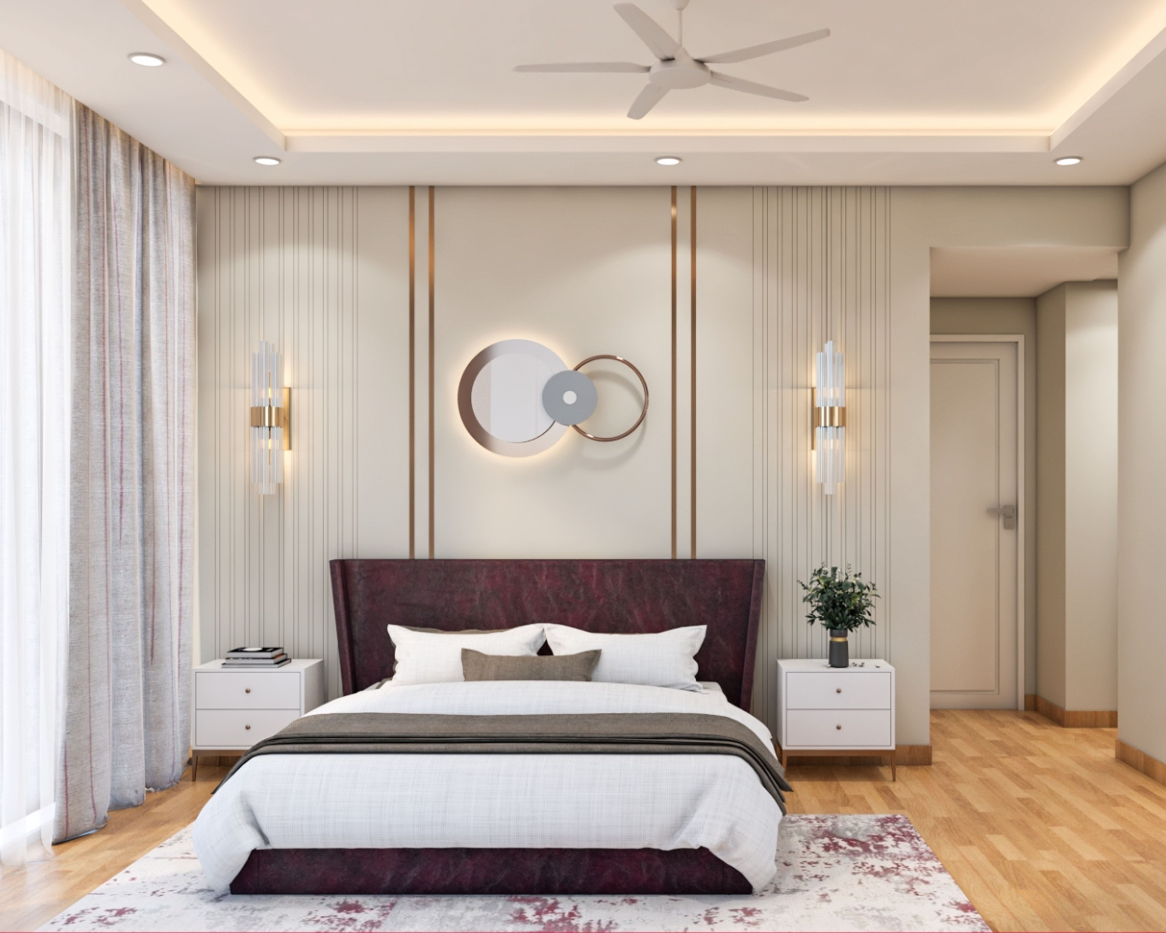 Modern Master Bedroom Design with Leather Headboard King Bed