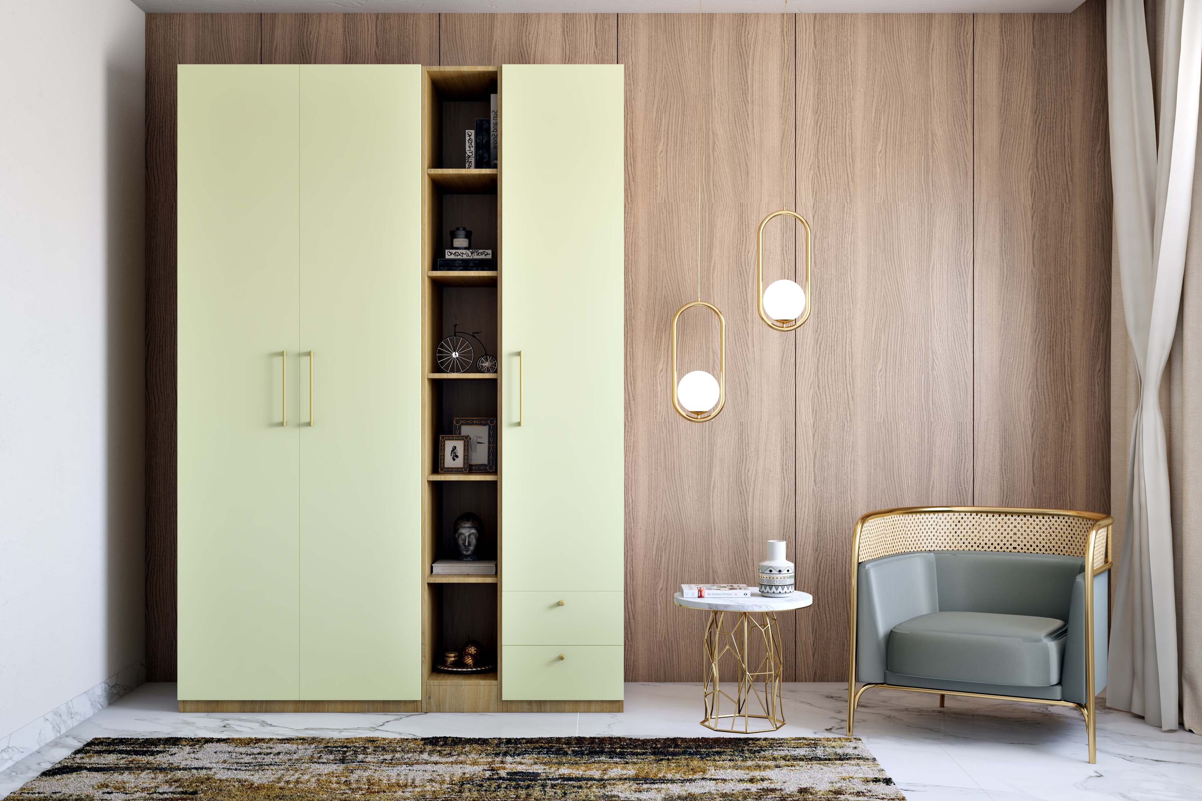 Modern 3-Door Swing Wardrobe Design for Kids’ Rooms